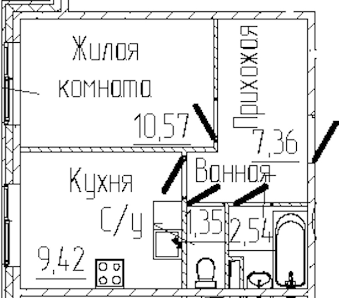 1-комнатная квартира 31.24 м², 1/6 эт., ЖК «SERTOLOVO PARK»